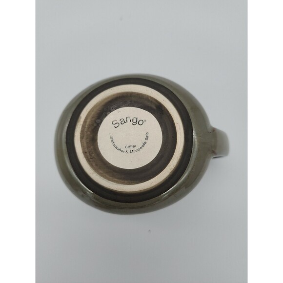 Sango Creamer Pitcher Stoneware Green Brown Glaze Pottery Nice - Picture 6 of 12